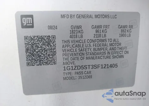 2025 Chevrolet Malibu Fwd 1Lt from USA, damaged, VIN 1G1ZD5ST3SF121405